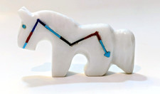 Zuni Fetish Horse by Bernard Laiwakete Marble w/ Lapis Coral Turq Heartline picture