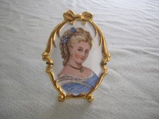Beautiful Vintage Limoge France Hand Painted Cameo Portrait Porcelain Plaque picture