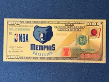 Memphis Grizzlies 24k Gold Foil Plated Basketball Team Banknote NBA picture