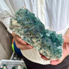 3LB NATURAL Green Cube FLUORITE Quartz Crystal Cluster Mineral Specimen picture