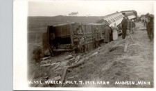 MSTL TRAIN WRECK madison mn 1915 postcard minnesota real photo rppc railroad picture