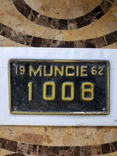 vintage 1962 MUNCIE INDIANA Bicycle license plate #1008 picture