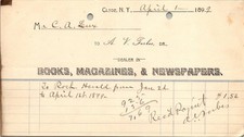 1899 Clyde NY Books Magazines Newspapers Receipt A.V. Forbes Ephemera picture