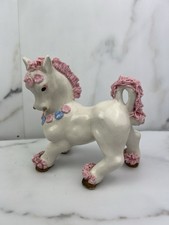 1950’s Kress and Co. Spaghetti Horse Figurine White Pink Mane Flowers Japan 5” picture
