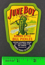Vintage June Boy Dill Pickles Label Card picture