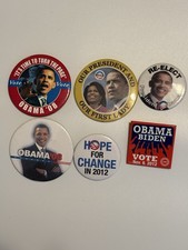 Vintage Obama Campaign Buttons 2008 2012 6-Piece Political Memorabilia Lot picture