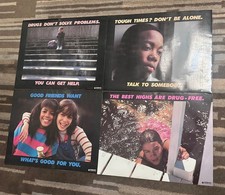 Vintage 1991 School Counselor Classroom Anti-drugs Poster Set of 4 Laminated  picture