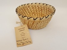 Vintage Native American Papago Indian handwoven basket + tag Clara Juan picture