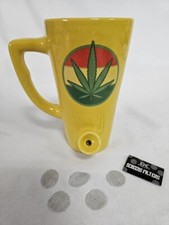 Mug-Porcelain Pipe Mug -Yellow + 5 round screens FREE picture