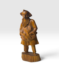 Working Wood Nodder Bobblehead Bearded Man Separate Head Wheat Sheaf Folk Figuri picture