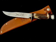 Vintage Kissing Crane Solingen Germany Stag Deer 9”Fixed Blade KC-715 Knife MINT picture