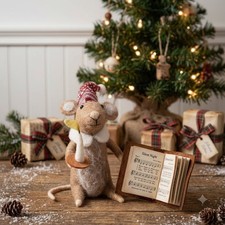 Primitive Christmas Felt Ebenezer Mouse Ornament picture