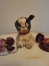 Antique Fido Hubley cast iron bank red collar 1914 original Paint Missin One Ear picture