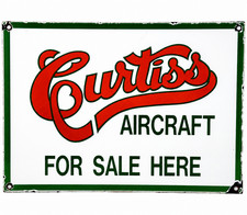 VINTAGE CURTISS AIRCRAFT PORCELAIN SIGN DEALERSHIP GAS MOTOR OIL AVIATION picture