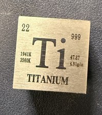 1 Inch Square Pure Titanium Metal Density 2.5 Oz Cube Periodic Table Design picture