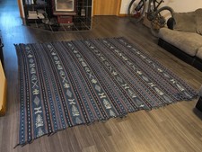 Huge 87x89 Vintage Handwoven Indonesian Ikat Blanket Indigo Hinggi Multi-Panel picture