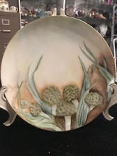 Vintage Antique Hand Painted Organic Plate Art Decor 7 1/2” picture