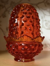 Vintage Fenton Orange Amberina Hobnail Fairy Lamp UV Glows picture