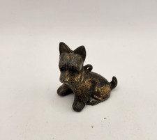 Vintage Cast Metal Scottish Terrier Dog Scotty Scottie Heavy Figurine 1.5” Tall picture