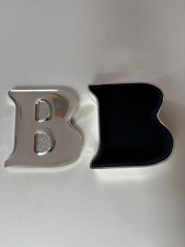 New Letter B Shaped Silver Tone Jewlrey Trinket Box Velvet Lined 2006 picture