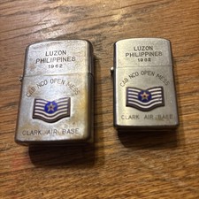  2 Vtg 1962 Vietnam Era penguin lighter Luzon Philippines Clark AFB NCO Mess  picture
