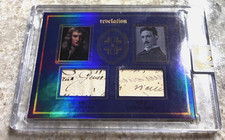 Nikola Tesla / Sir Isaac Newton #/D 70/75 Dual Authentic History Relic Scientist picture