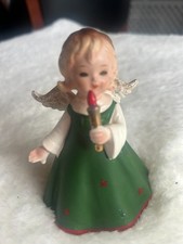 Vintage LEFTON Girl Angel Figurine w/Candle KW4836 Red Foil Sticker 3.75