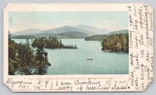 Lower Saranac Lake Bluff Island Adirondack Mountains Canoe 1905 Postcard picture