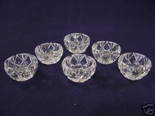 OPEN CRYSTAL SALTS PRESSED GLASS SET OF 6 INDIVIDUAL picture
