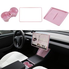 TOPABYTE 3PC Center Console Accessories for Tesla New Model Y Model 3, Pink picture