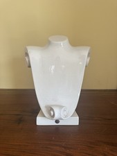 Vintage French Jewelry Bust Display Gas Bijoux Handmade Cream Ceramic 12”x9” picture