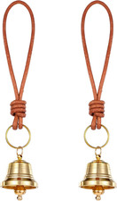 2 Pcs Brass Hanging Bells for Door Knob Vintage Small Bells Decoration Gold picture