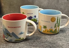 Starbucks California Oregon Washington State Coffee Mug Set 3 Cups New w/o Box picture