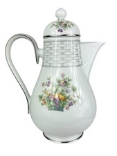 Vintage Noritake Ireland Teapot Kenmare 2773 Porcelain Basket Weave Silver Trim picture
