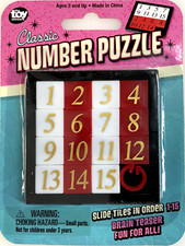 FIFTEEN 15 PUZZLE Number Slide Tile Brain Teaser Classic IQ Test Toy Game picture