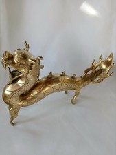 Vintage Brass Asian Chinese Dragon Serpent Figurine Solid Metal picture