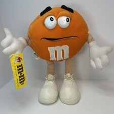 Vintage 1999 Orange M&M’s Crispy Posable Plush 12” Mars Candy Character w/Tag picture