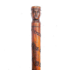 Vintage Prisoner of War P.O.W WWI Carved Old Wood Treen Walking Stick Ypres 1919 picture