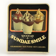 McDonald’s 1978 Spoon Up a Sundae Smile Restaurant Display Sign Vintage Rare picture
