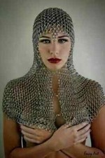 Medieval Aluminium Viking Chain Mail Coif Hood Handmade picture
