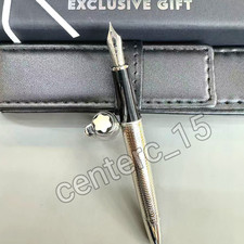 MONTBLANC Meisterstuck 163 Silver Chevron Engraved Fountain Pen w/ Box picture