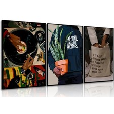 AAWYXEEW 3 Pcs Black Men Canvas Wall Art Fashion African American Black Man picture