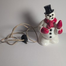Vintage 1950s Royalite Hard Plastic Blow Mold Light Up Snowman KITSCHY Christmas picture