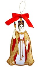 (RESERVED) 2 VTG Royal Collection Ornaments THE QUEEN & BUCKINGHAM PALACE GUARD picture