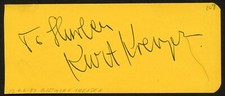 Kurt Kreuger d2006 signed 2x5 cut autograph on 12-23-47 at Biltmore Theater LA picture