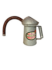 ANTIQUE VINTAGE 102 BEHRENS GALVANIZED 2 QT. OIL CAN COMPLETE FLEXIBLE SPOUT picture