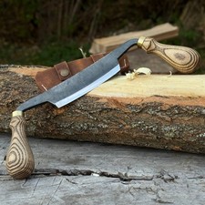 Small Drawknife Hand Forged Woodworking Draw Knife 52100 Steel Leather Sheath picture