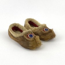 Vintage Hand Made Native American Fur & Leather Child's Moccasin Slippers picture