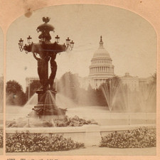 The Bartholdi Fountain and Capitol, Washington, D.C.   Stereoview Photo picture