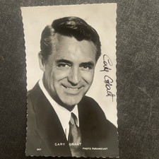 Vintage Cary Grant Cinema Postcard Autograph Signature Dedication picture